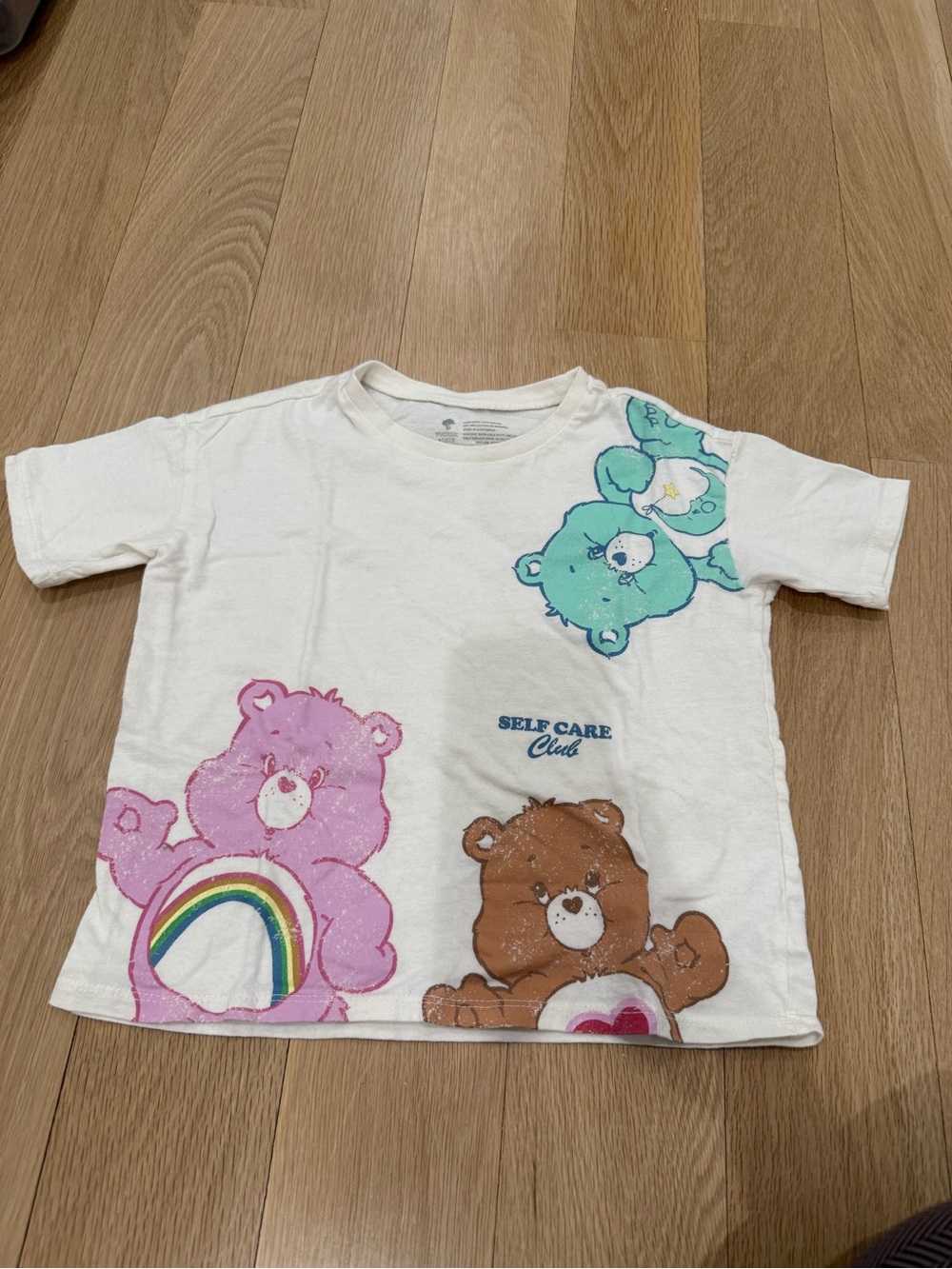 Tucker + Tate White Tee with Pink, Brown & Teal Care Bears